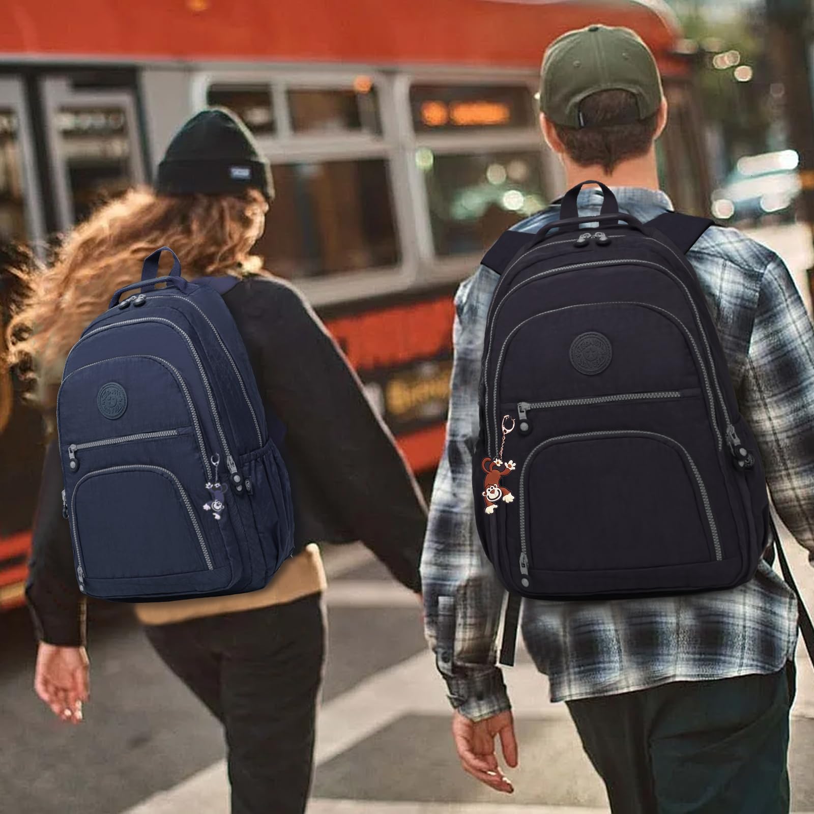 Lightweight Black Nylon Travel Laptop Backpack for Men & Women - Water Resistant 17+ Inch Computer Backpack for College, Work, Hiking & Casual Day Use