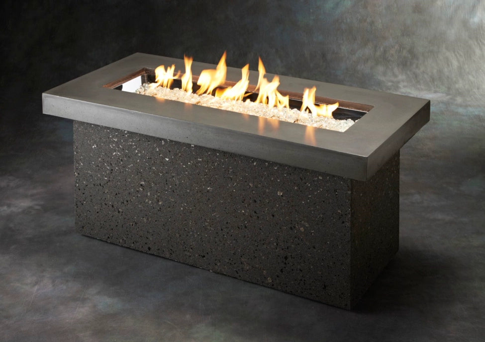 The Outdoor Greatroom Company Key Largo Linear Gas Fire Pit Table - Outdoor Patio Heater with 50,000 BTU Stainless Steel Burner, Perfect for Backyard, Deck, and Poolside Gatherings