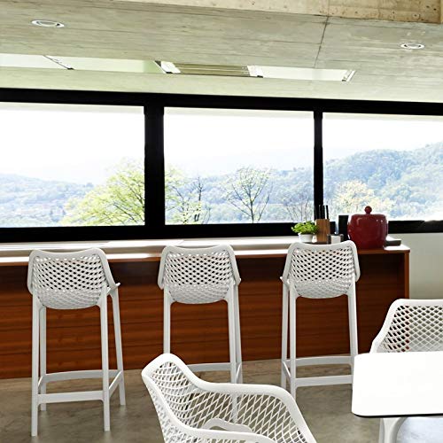 White Compamia Air Patio Counter Stool Set of 2 - Lightweight Outdoor Bar Stools for Patio, Deck, Poolside & Backyard Dining