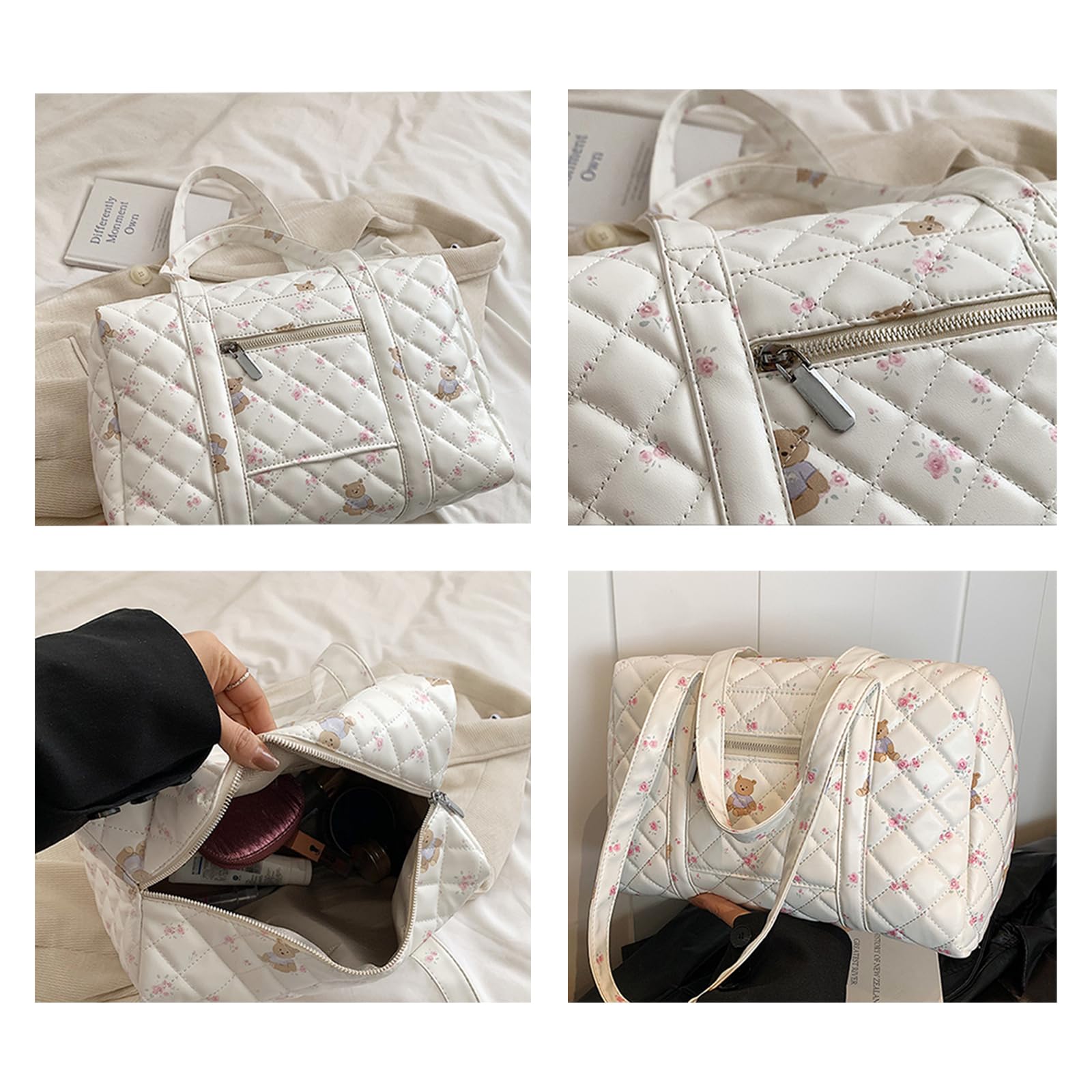 Stylish Large White Duffel Bag for Women - Spacious Weekender Overnight Tote, Perfect as Carry-On Luggage, Work Bag, Gym Bag, Travel Bag, Diaper Bag & Hospital Delivery Bag | Ideal for Business Trips, Weekend Getaways, Workouts & Maternity Needs