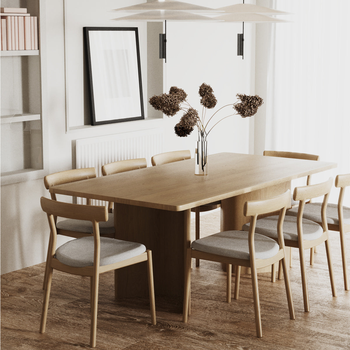 Modern Fletcher Dining Table - Solid Wood Kitchen Table for 6 - Farmhouse Style Dining Room Furniture for Family Gatherings & Dinner Parties