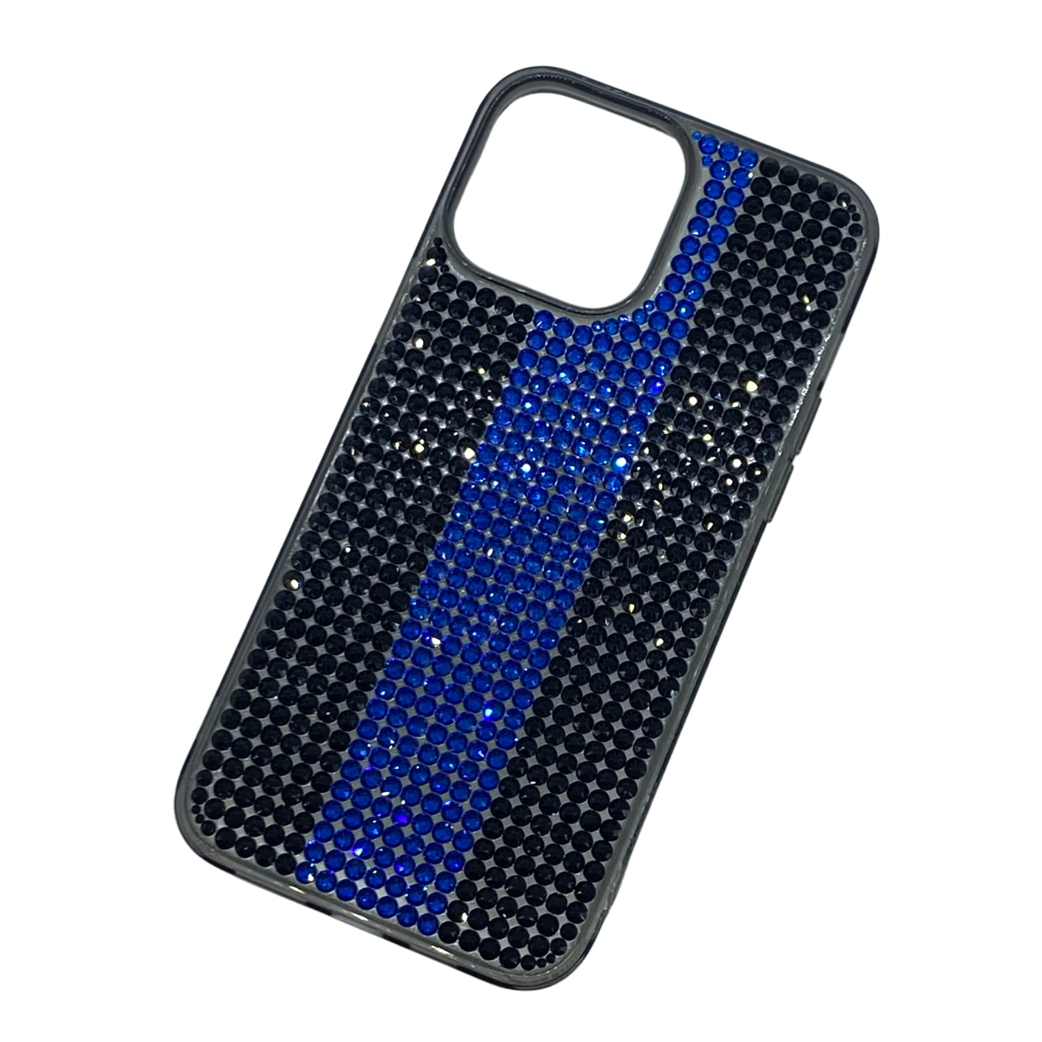 Stylish Thin Blue Line Rhinestone Phone Case with Authentic Austrian Crystals - Perfect for Police Supporters & Patriotic Fashion Accessories
