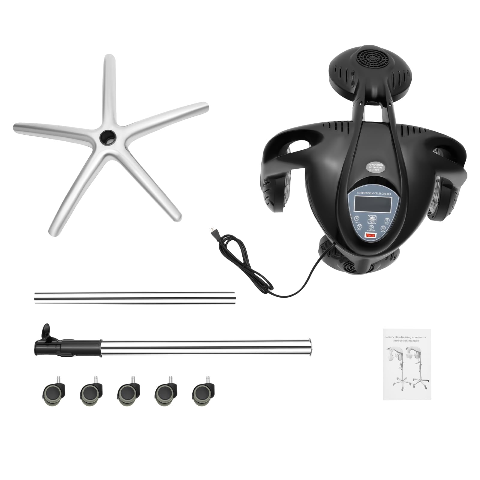 Professional Orbiting Infrared Hair Dryer with Swivel Casters - Adjustable Height 54-64.5 inches - Freestanding Salon Hair Dryer for Color Processing, SPA & Home Hair Care - Perfect for Salons, Home Styling & Professional Hair Treatments