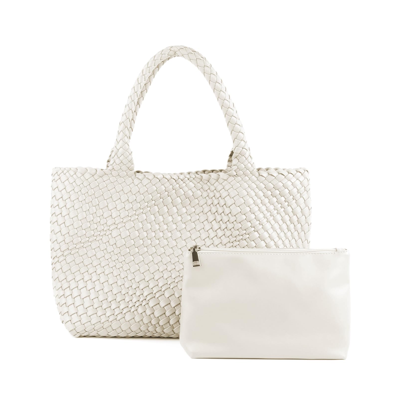 Handmade Woven Vegan Leather Tote Bag for Women - Stylish Shoulder Satchel Purse with Detachable Strap, Perfect for Travel, Work & Everyday Use