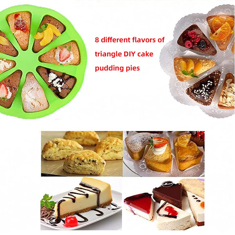2 Pack Silicone Baking Molds - Triangle Cake Pan, 8 Cavity Scone Pan, Cake Slices & Pizza Bread Mold - Reusable Non-Stick Baking Tools for DIY Cakes, Cookies & Pastries - Perfect for Home Baking, Parties & Holiday Desserts