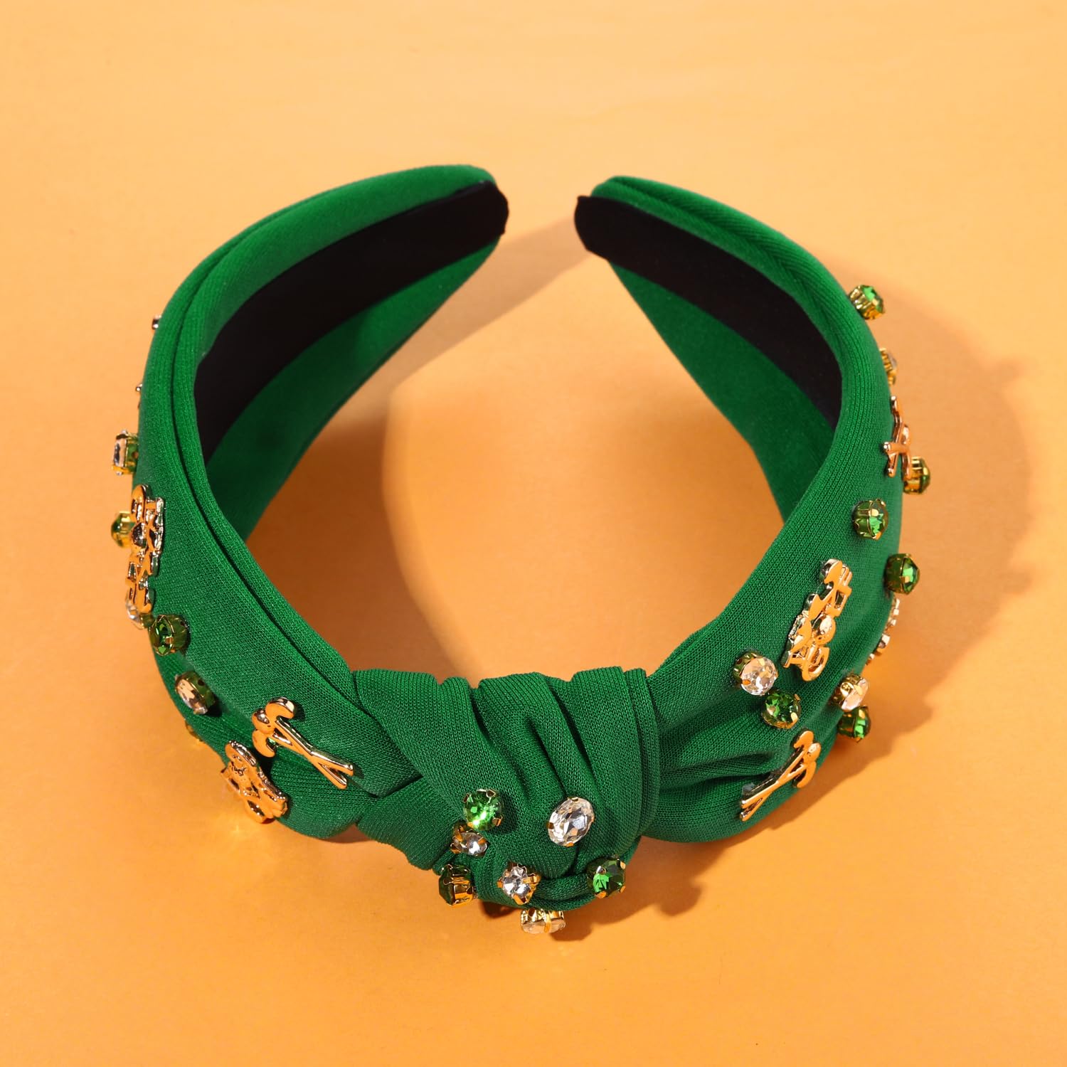 Elegant White Pearl Rhinestone Golf Headband for Women - Wide Knotted Jeweled Hair Accessory for Sports, Game Day & Casual Wear - Perfect Gift for Golf Lovers (Green)