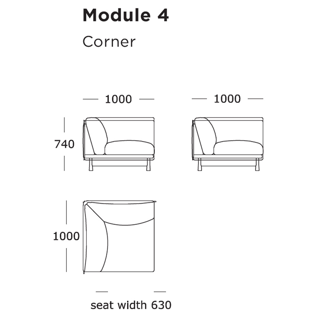 Modular Sofa Set - 4-Piece Kite Sectional Couch for Living Room, Lounge & Office - Customizable Comfortable Seating for Home & Commercial Spaces