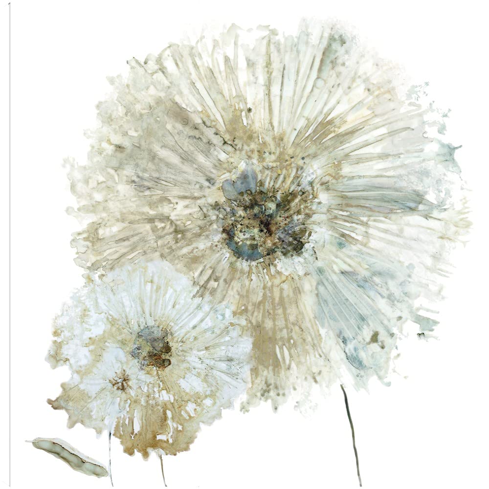 Botanical Wall Art Canvas - 22x22 Inch Ivory Spring Floral Painting by Carol Robinson | Bathroom Decor, Bedroom Wall Decor, Living Room Artwork | Perfect for Home, Office & Spa Decor
