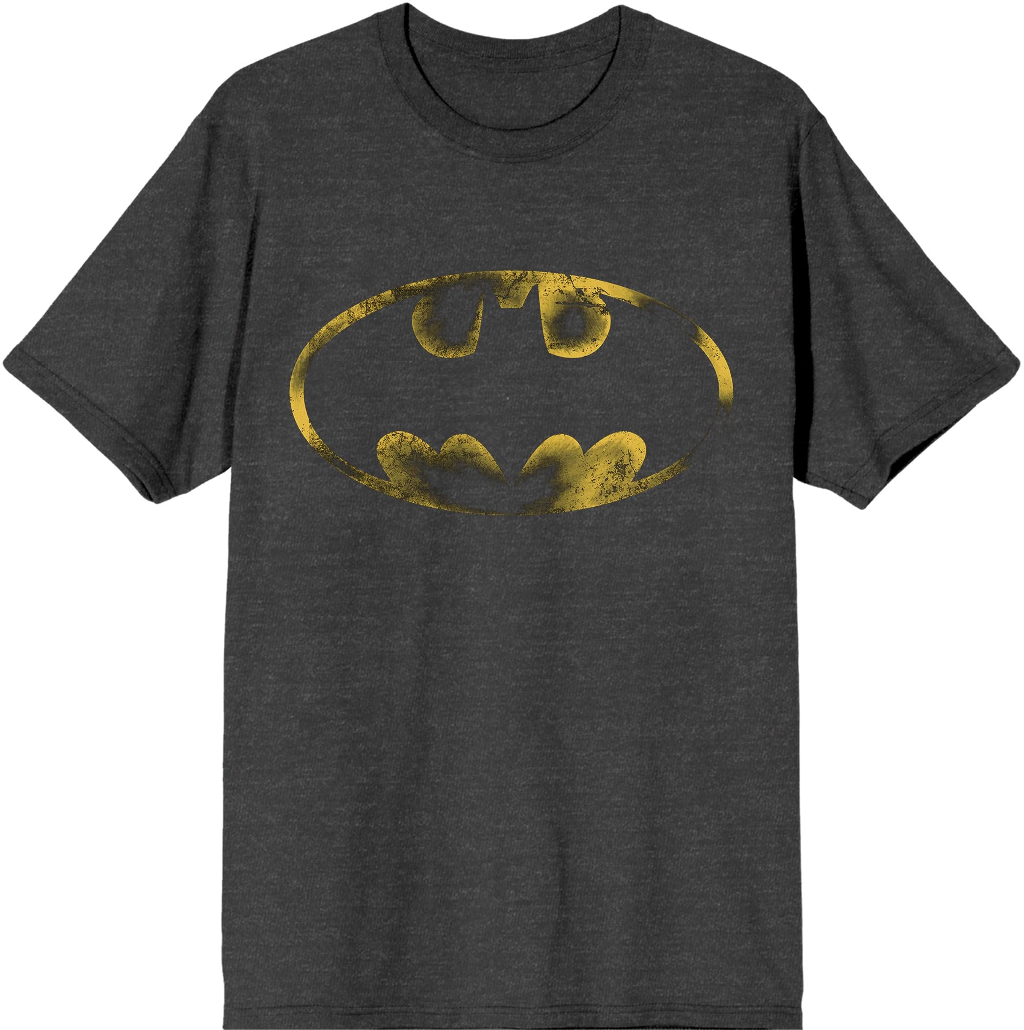 Batman Logo Bat Signal Men's Charcoal T-Shirt - Medium | Superhero Graphic Tee for Comic Fans & Cosplay | Perfect for Halloween, Comic Con & Casual Wear