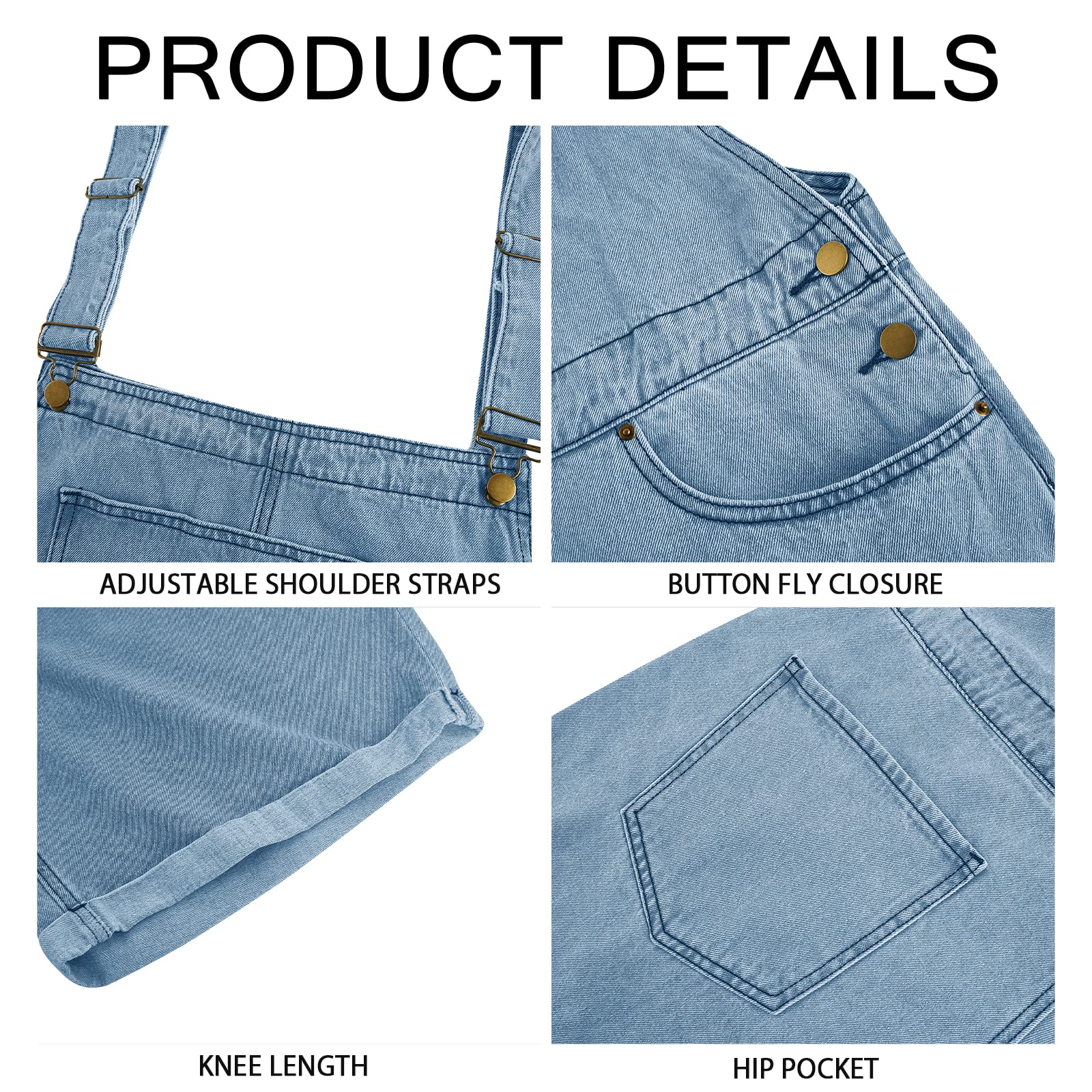 Runcati Men's Denim Shorts Bib Overalls - Loose Fit Jean Romper with Button Pockets | Casual Summer Jumpsuit for Outdoor Activities, Beach, and Streetwear Fashion