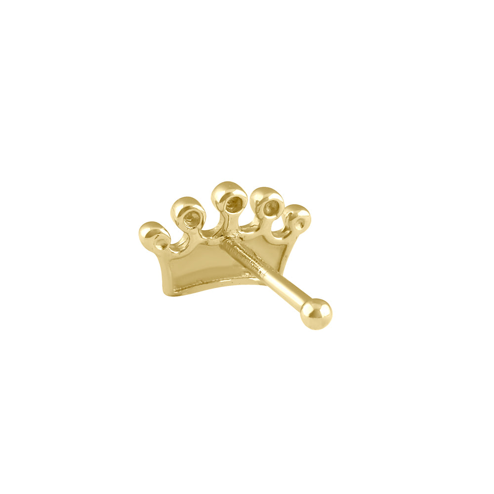 14K Solid Gold Crown Nose Stud - Elegant Body Jewelry for Women & Men - Perfect for Parties, Weddings & Everyday Wear