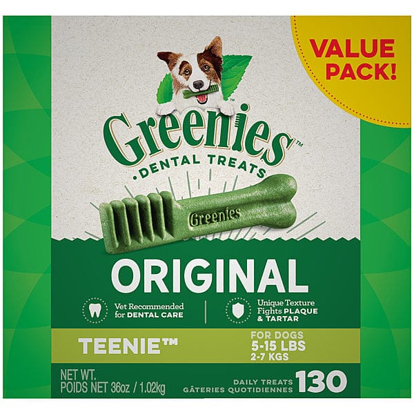 Greenies Original Teenie Dental Dog Treats for Small Breeds - Freshens Breath & Cleans Teeth - Perfect for Puppies & Small Dogs at Home or On-the-Go