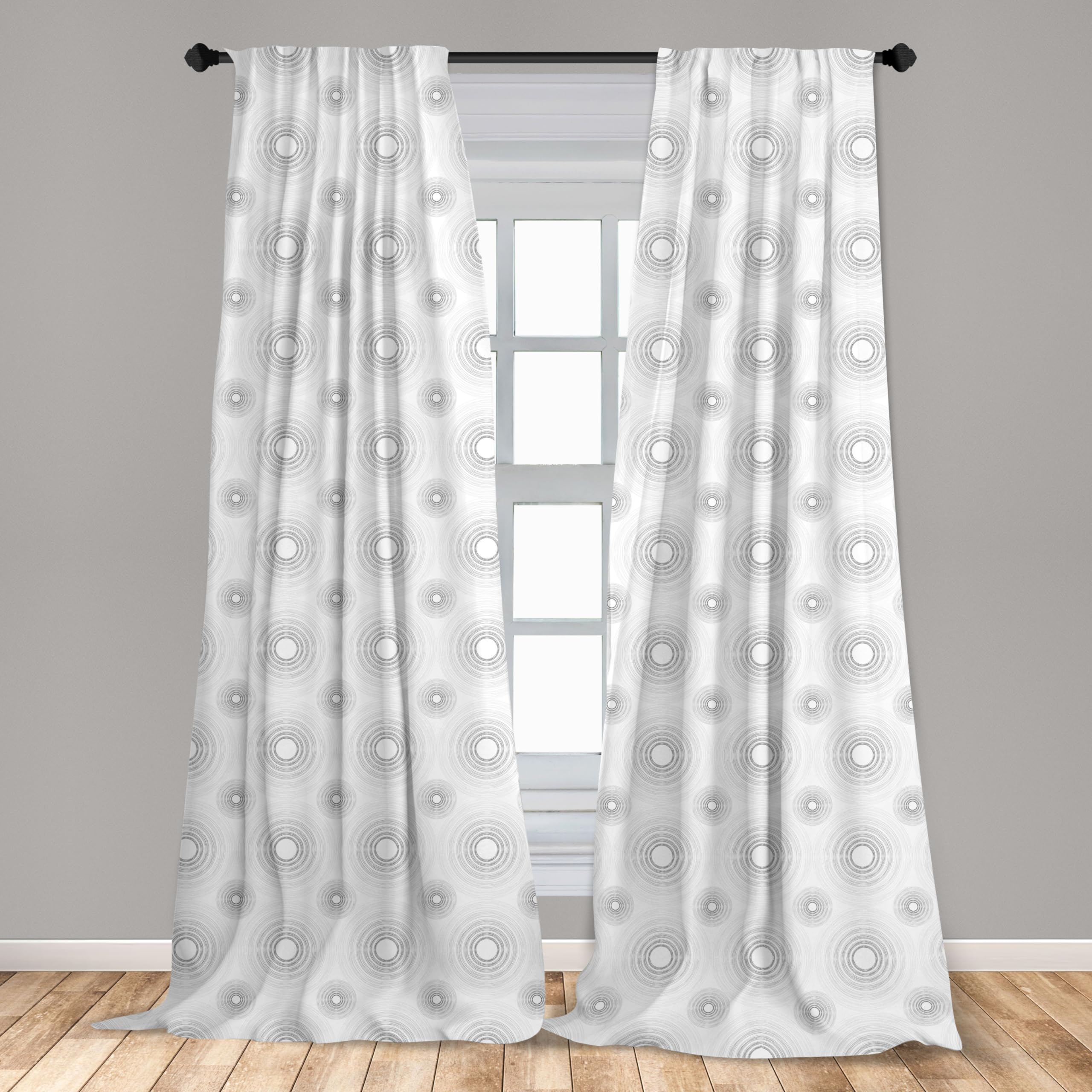 Ambesonne Grey Spiral Design Window Curtains Set of 2 - 28