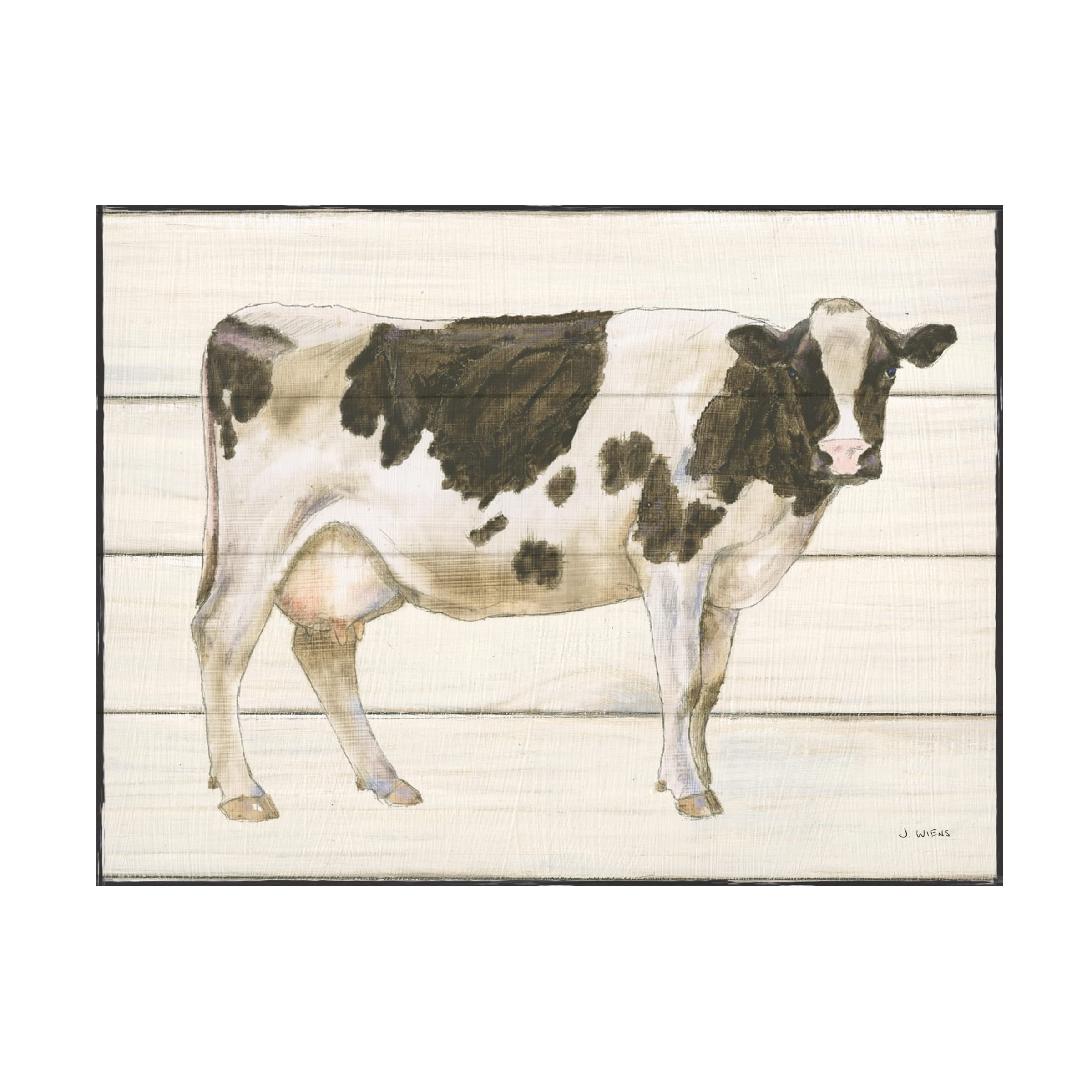 James Wiens 'Country Cow VII' Canvas Art Print - Farmhouse Wall Decor for Living Room, Bedroom & Office - Handmade Countryside Landscape Painting