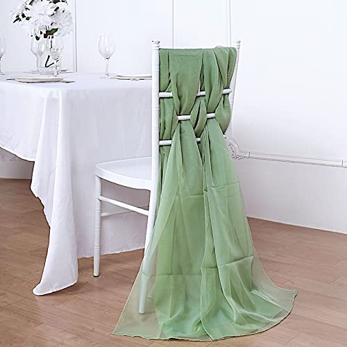 50 Sage Green Extra Wide Premium Chiffon Chair Sashes & Bows - Elegant Wedding Ceremony & Reception Decorations for Chairs, Tables, and Venue Decoration