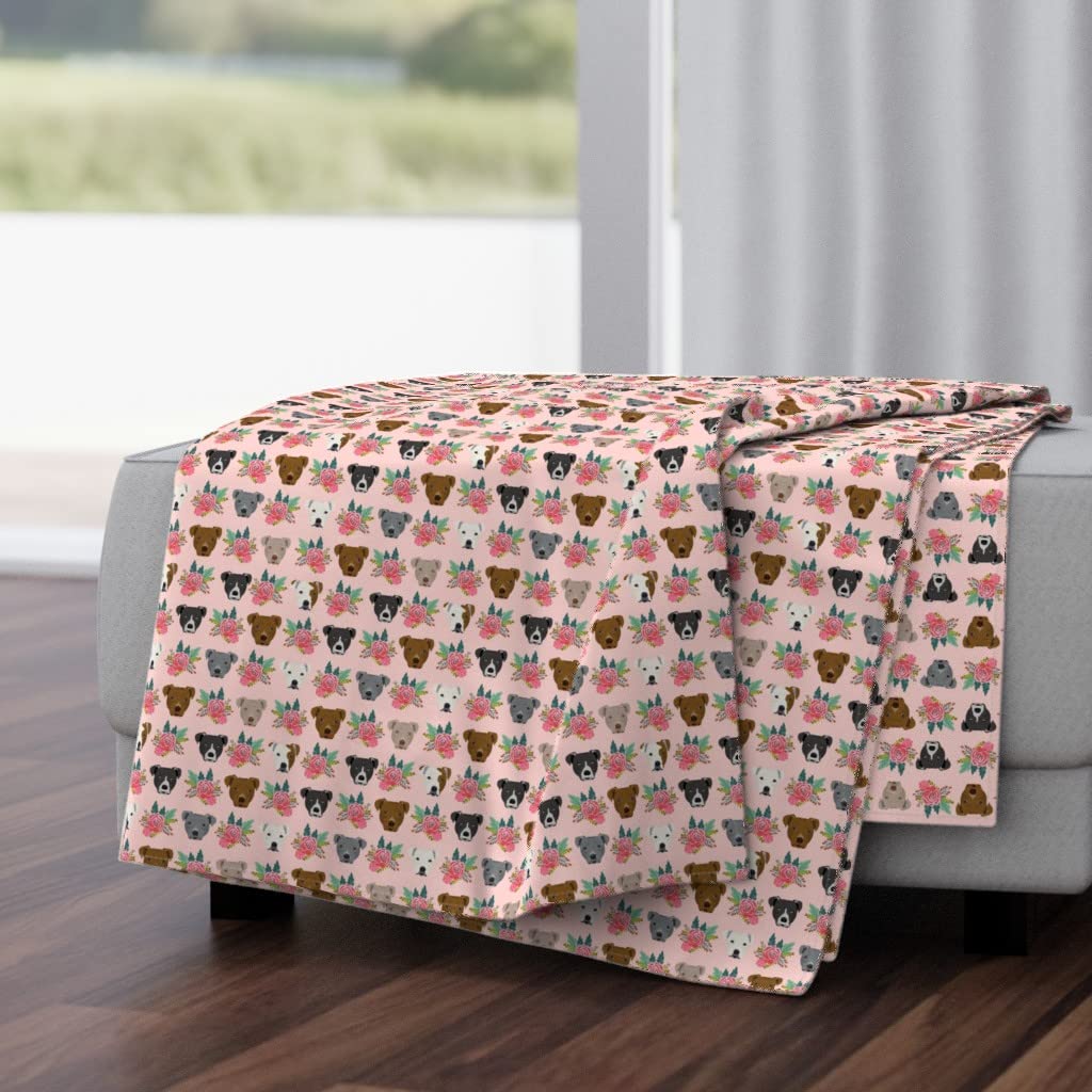 Pitbull Floral Print Plush Minky Throw Blanket 50x70 Inches - Soft Dog Themed Blanket for Bed, Sofa & Gift | Pitbull Lovers, Pet Portrait Design, Cozy Home Decor