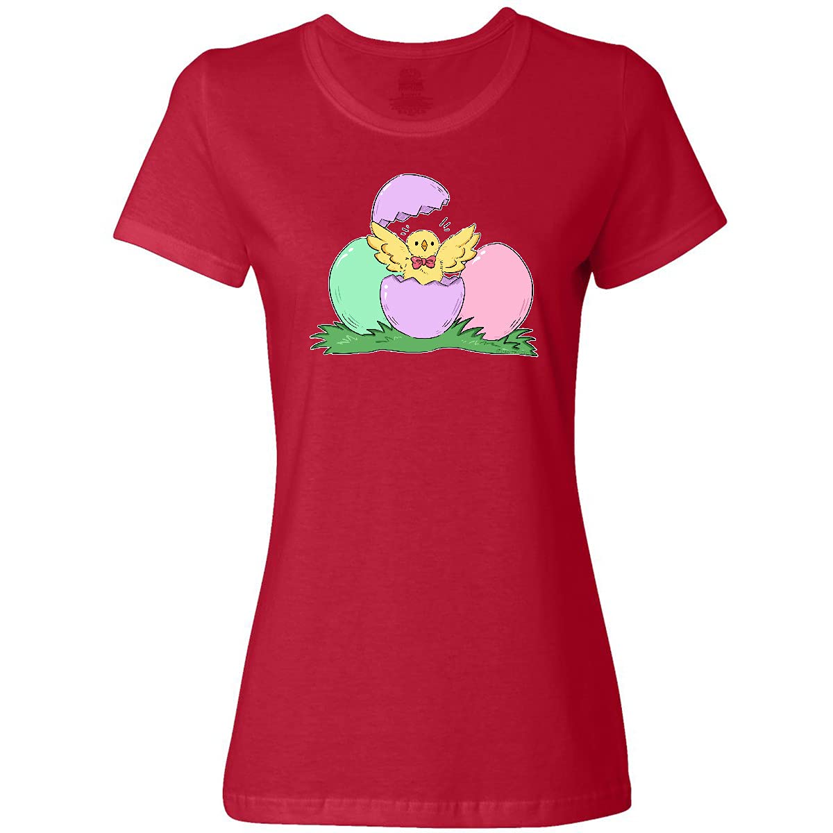 Inktastic Cute Easter Chick Hatching from Egg Women's T-Shirt - Funny Easter Gift for Women, Girls - Perfect for Easter Party, Spring Outfits & Casual Wear