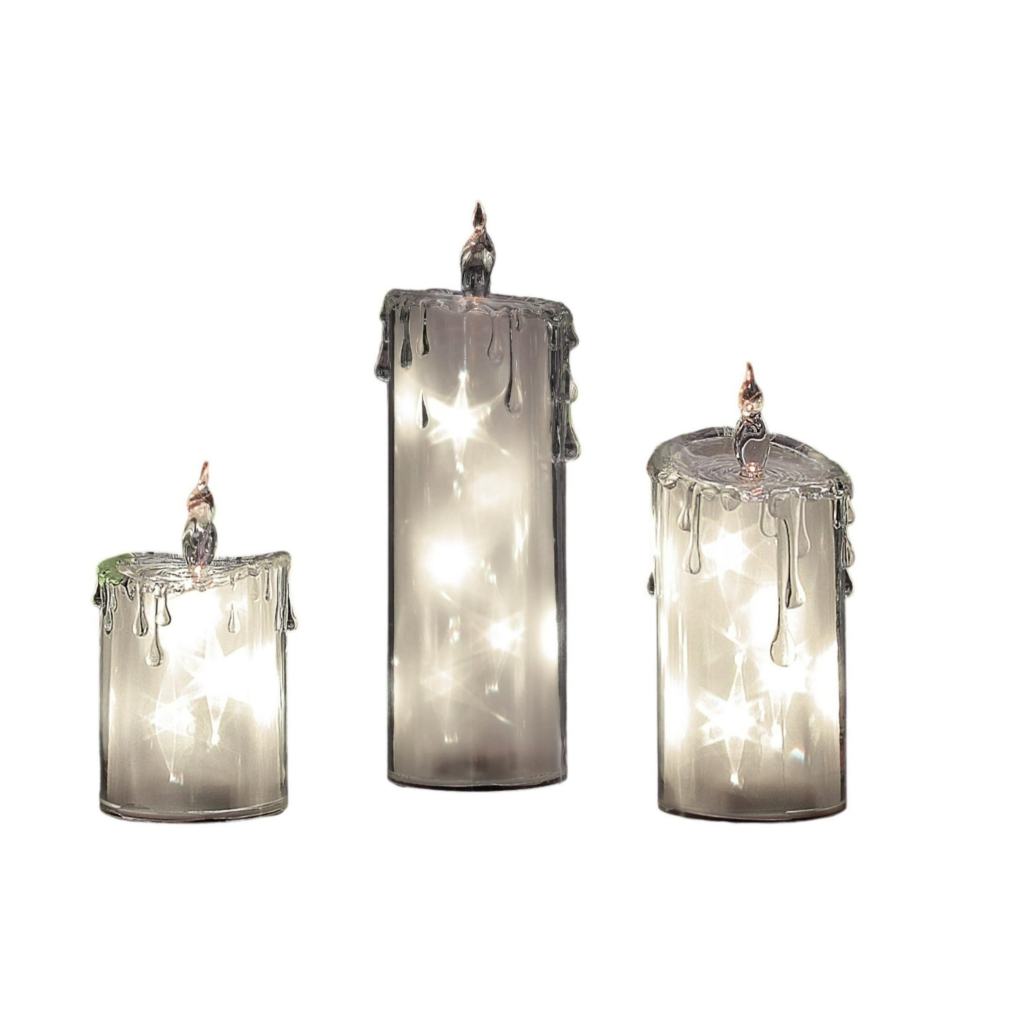 6-Pack 9.5 Inch Clear LED Frosted Star Candles - Battery Operated Flameless Decorative Candles for Christmas, Weddings, Home Decor & Party Centerpieces