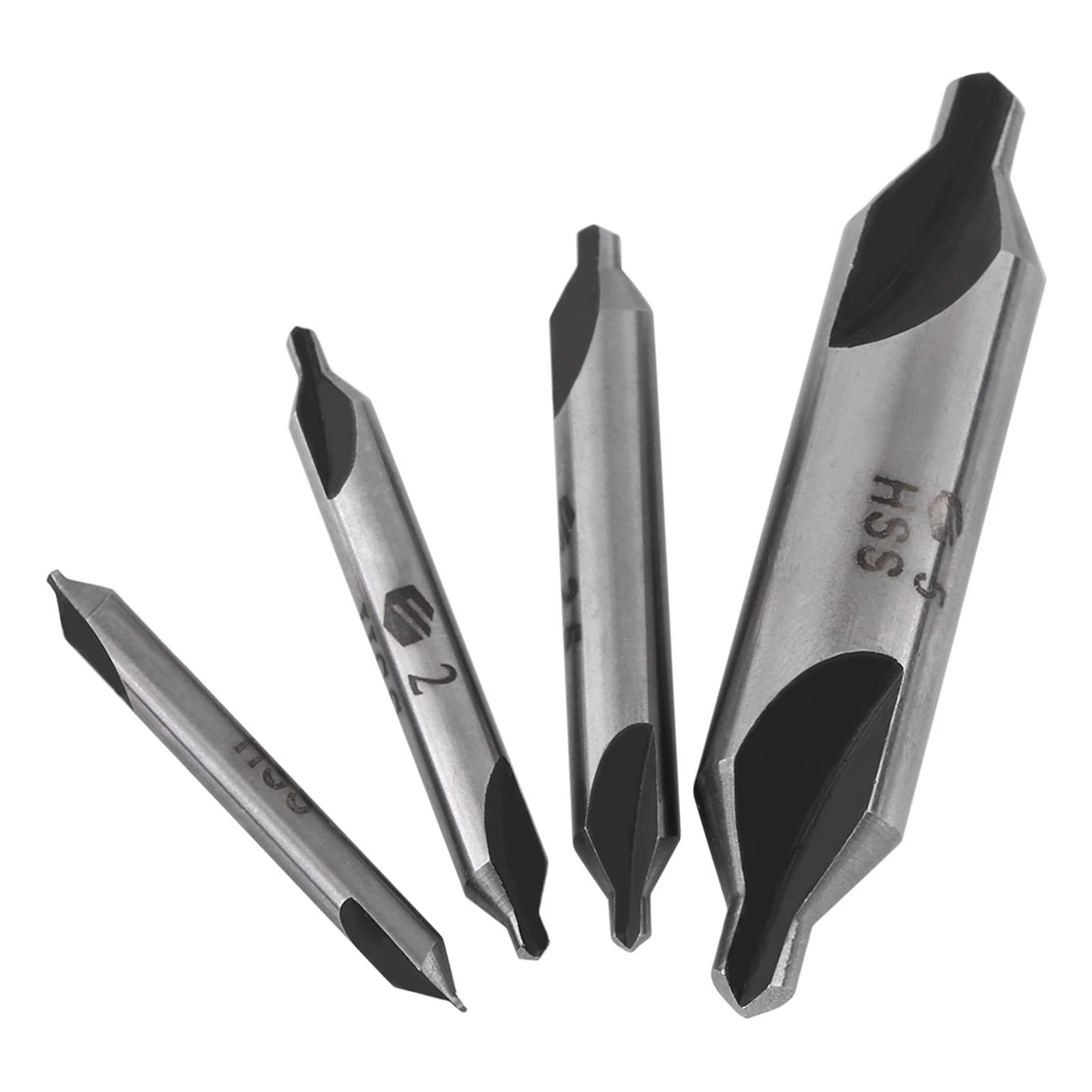 Agatige 4-Piece HSS Center Drill Bit Set (1mm, 2mm, 2.5mm, 5mm) - 60 Degree High Speed Steel Drill Bits for Iron & Steel - Perfect for Metalworking, Woodworking, and DIY Projects