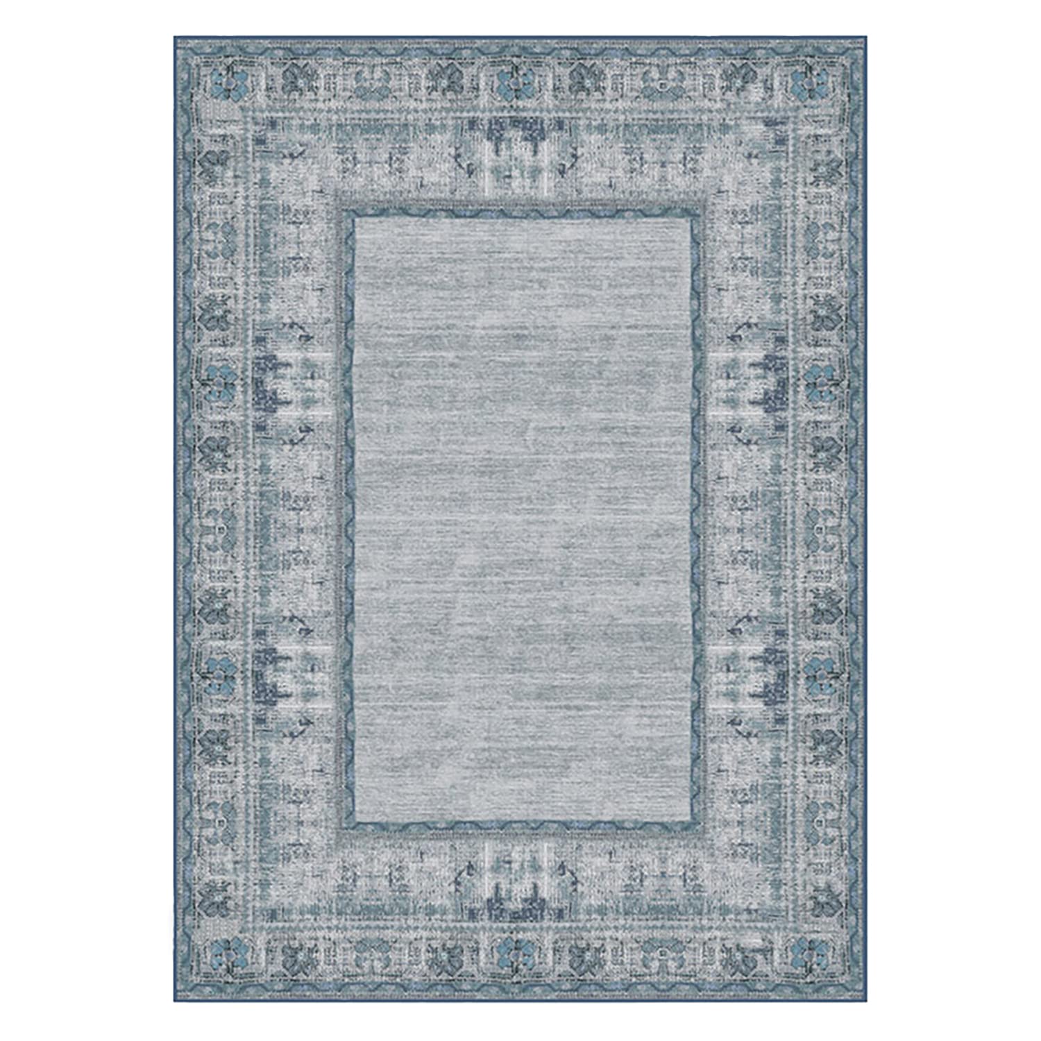 Ruggable Washable 5x7 Area Rug - Zinnia Blue | Premium Non-Slip Rug for Living Room, Bedroom, Kitchen, Office & Classroom | Includes Gripper Pad | Perfect for High-Traffic Areas & Pet-Friendly Homes