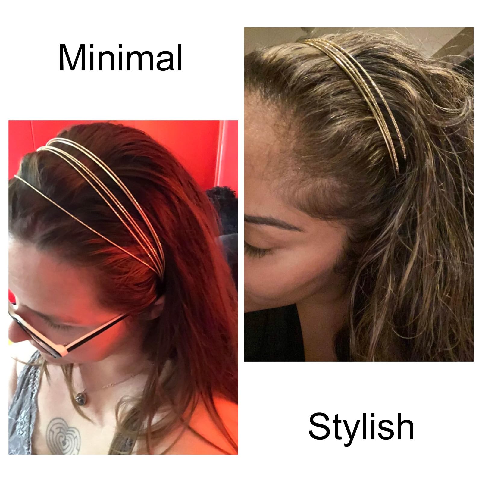 Tobeffect 2-Pack Multi-Layer Metal Headbands for Women - Thin Gold Elegant Hair Accessories for Girls | Perfect for Parties, Weddings & Everyday Fashion