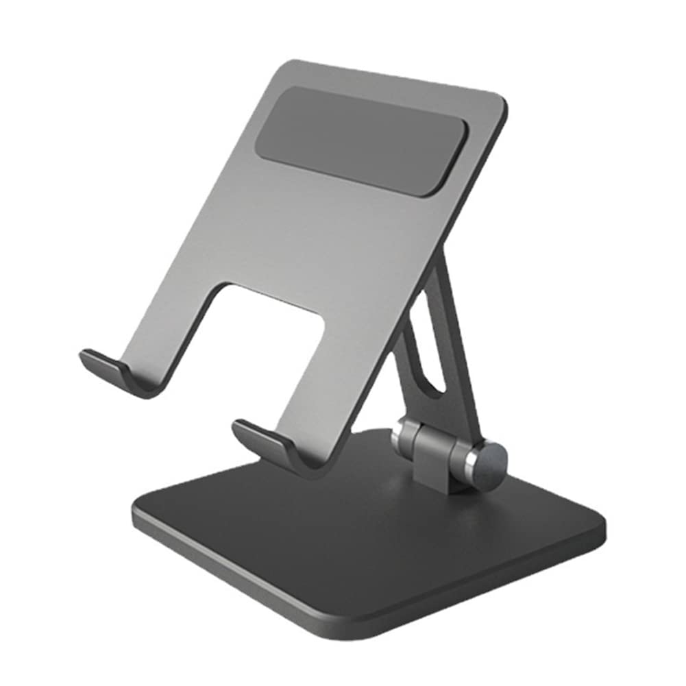 Foldable Aluminum Phone Stand Holder for Table, Bed, Kitchen - Compatible with iPhone, Android, iPad, Smartphones & Nintendo Switch (Black) | Perfect for Watching Videos, Video Calls & Gaming at Home or Office
