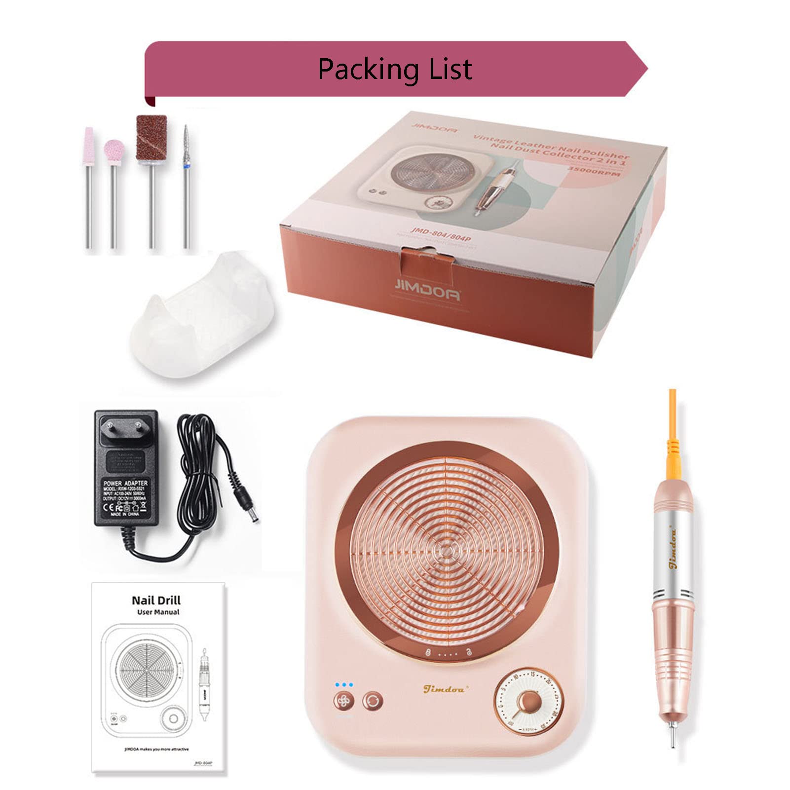2 in 1 Nail Dust Collector with Professional Nail Drill Machine | Powerful Vacuum Cleaner for Acrylic Nails | Salon Equipment with 16oz Capacity | Perfect for Nail Salons, Home Manicures & Professional Nail Technicians