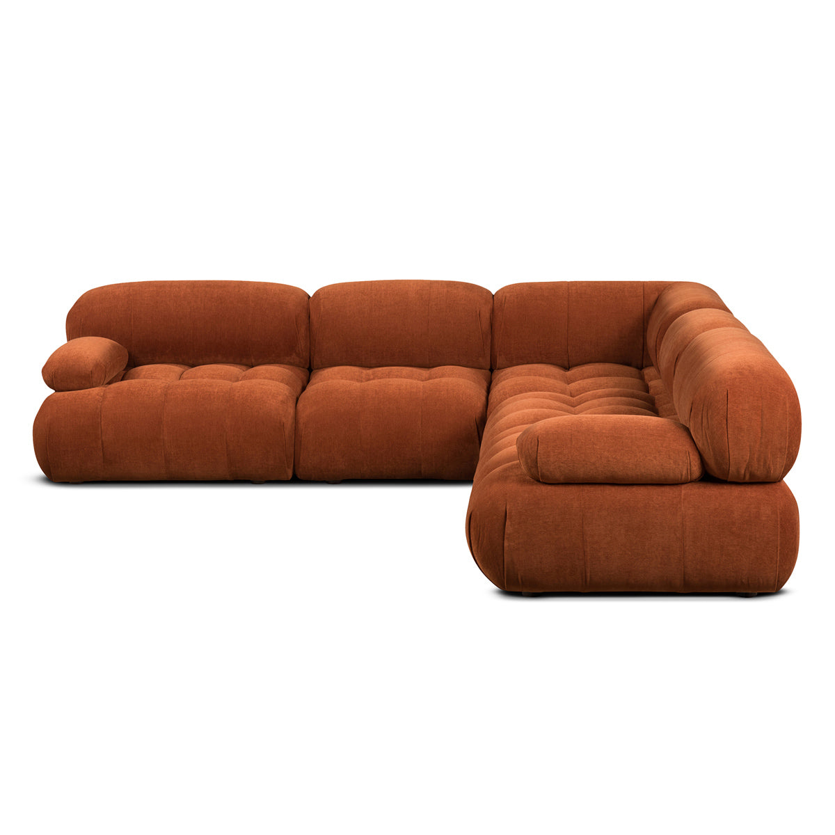Bowie Textured Velvet Sofa - Modern 3-Seater Loveseat in Terracotta | Soft Fabric Couch for Living Room, Lounge & Apartment Decor