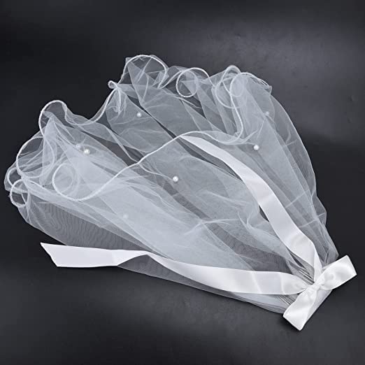 Elegant KUSUM Bridal Lace Veil with Hair Pin | White Wedding Hair Accessory for Women & Girls | Perfect for Bridal Showers, Weddings & Formal Events