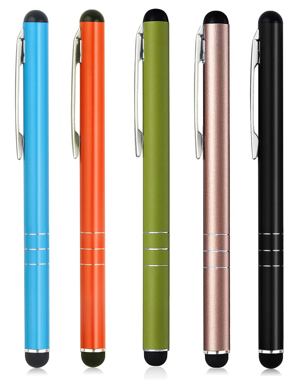 5 Pack Universal Stylus Pens for Touch Screens - Compatible with iPhone, iPad Pro, Air, Mini & Samsung Galaxy - 5 Color Options - Perfect for Drawing, Note-Taking & Digital Signatures