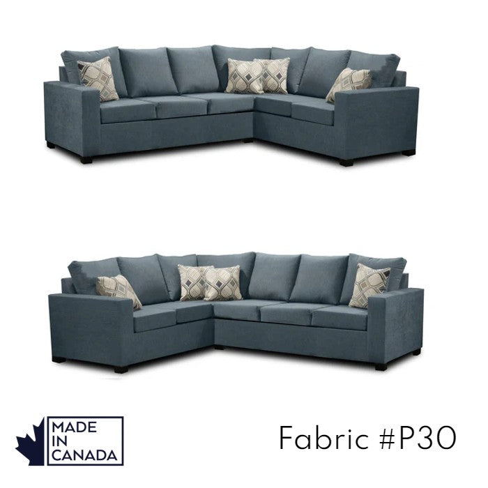 Canadian Made 3 x 2 Sectional Sofa with LHF/RHF Configuration - 17 Color Options for Living Room, Family Room & Home Theater Comfort