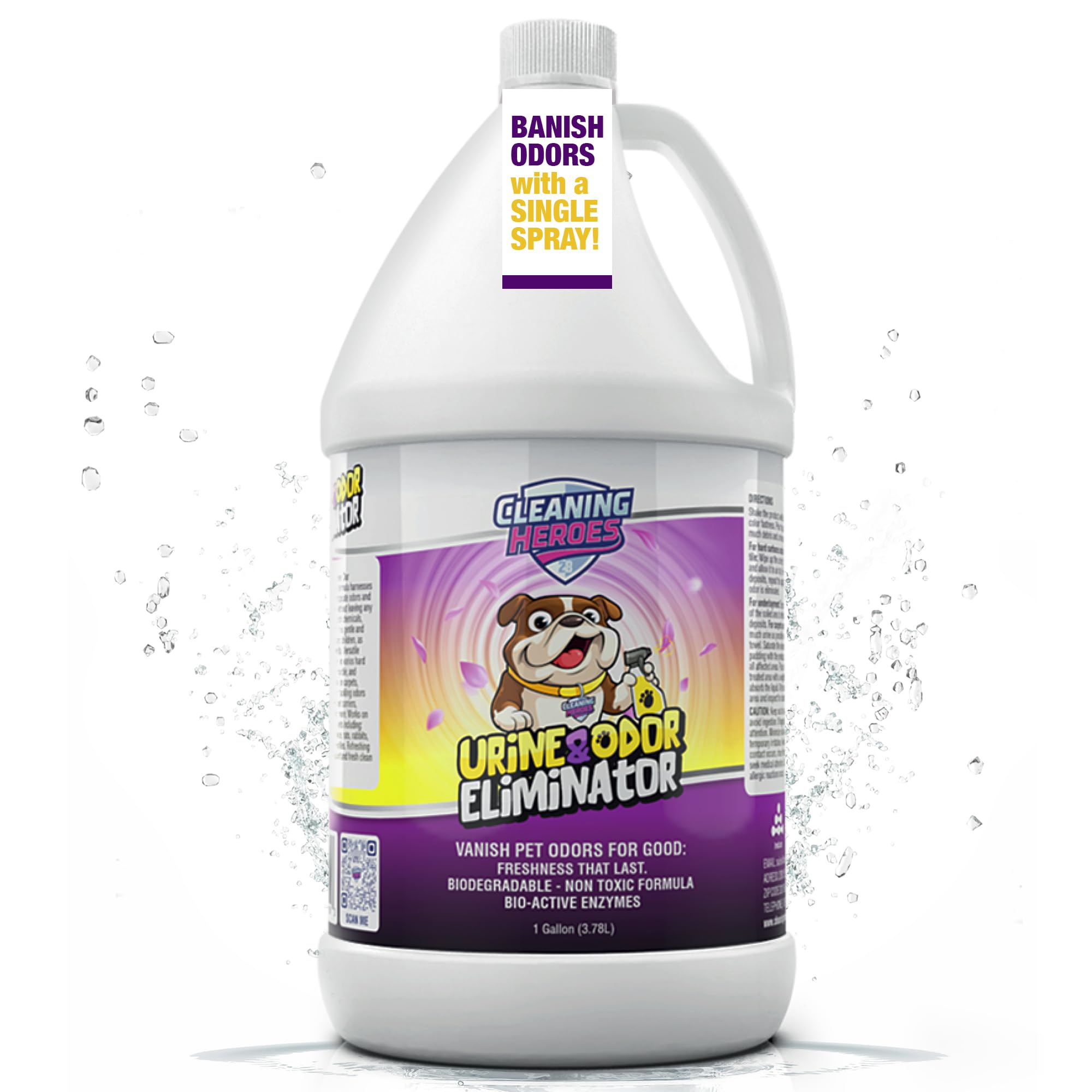 Pet Odor Eliminator Spray - 128oz Enzyme Cleaner for Cat & Dog Urine | Carpet, Tile & Wood Deodorizer for Home Use