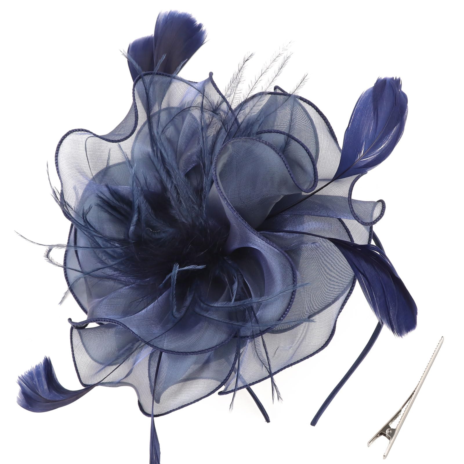 Elegant Women's Kentucky Derby Fascinator Hats with Flower, Headband & Clip - Tea Party Headwear for Women & Girls - Perfect for Weddings, Races & Special Events