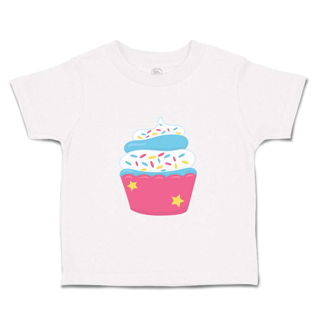 18 Months Toddler T-Shirt - Cute Cupcake Design in Blue & Dark Pink | 100% Cotton Funny Dessert Tee for Baby Boys & Girls | Perfect for Birthday Parties, Playdates & Family Photos