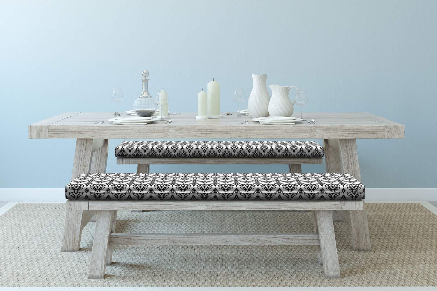 Ambesonne 2-Piece Damask Bench Cushion Set - 45