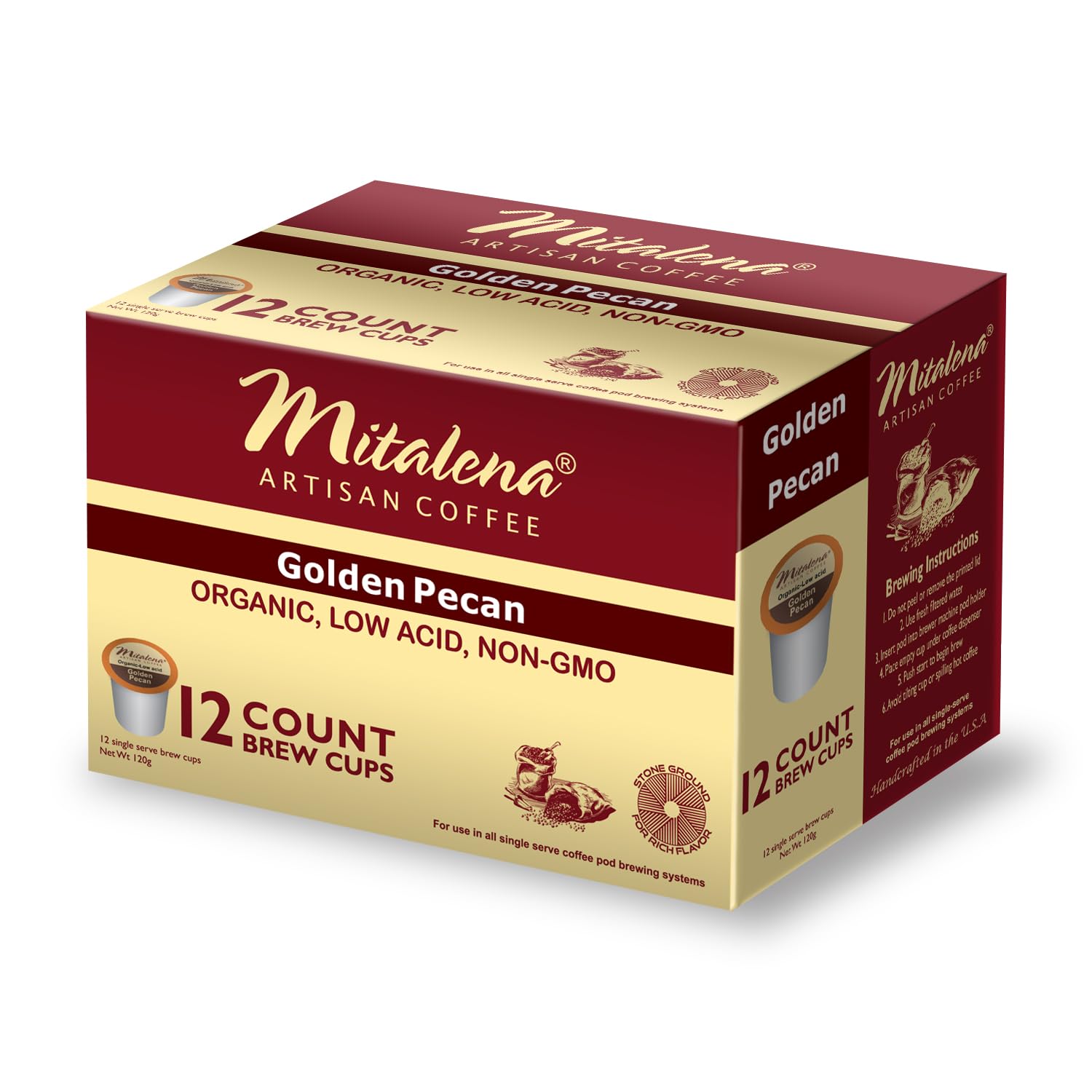 Mitalena Artisan Coffee Variety Pack - 72 Low Acid Organic Coffee Pods, Compatible with Keurig K Cup Coffee Maker - 6 Gourmet Flavors - Small Batch Artisan K Cups - Perfect for Home, Office & Gifts