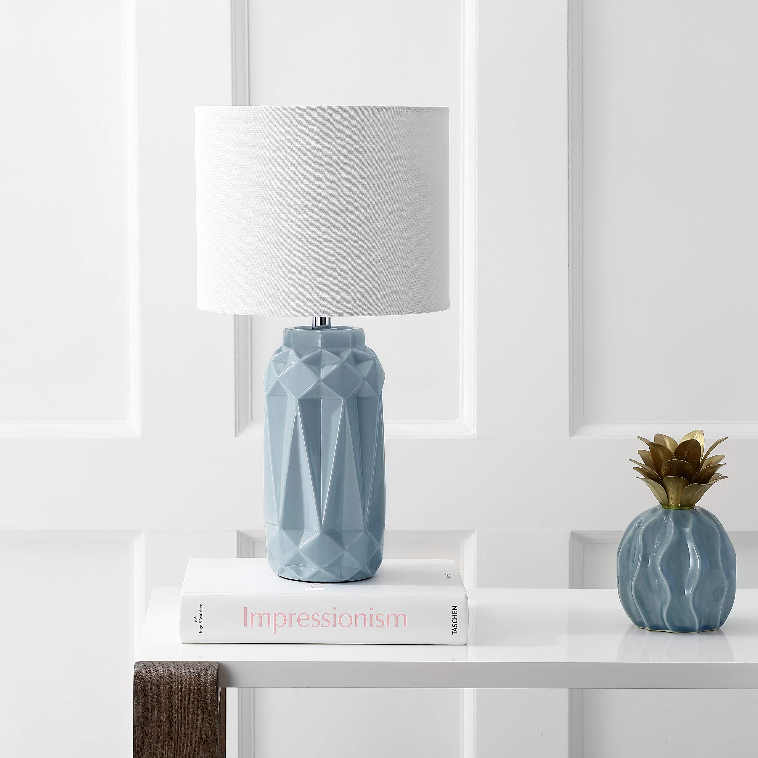 SAFAVIEH Kelesie 18-inch Table Lamp - Light Blue LED Desk Lamp for Bedroom, Living Room, Home Office & Nightstand (Bulb Included) | Modern Lighting for Reading & Relaxation
