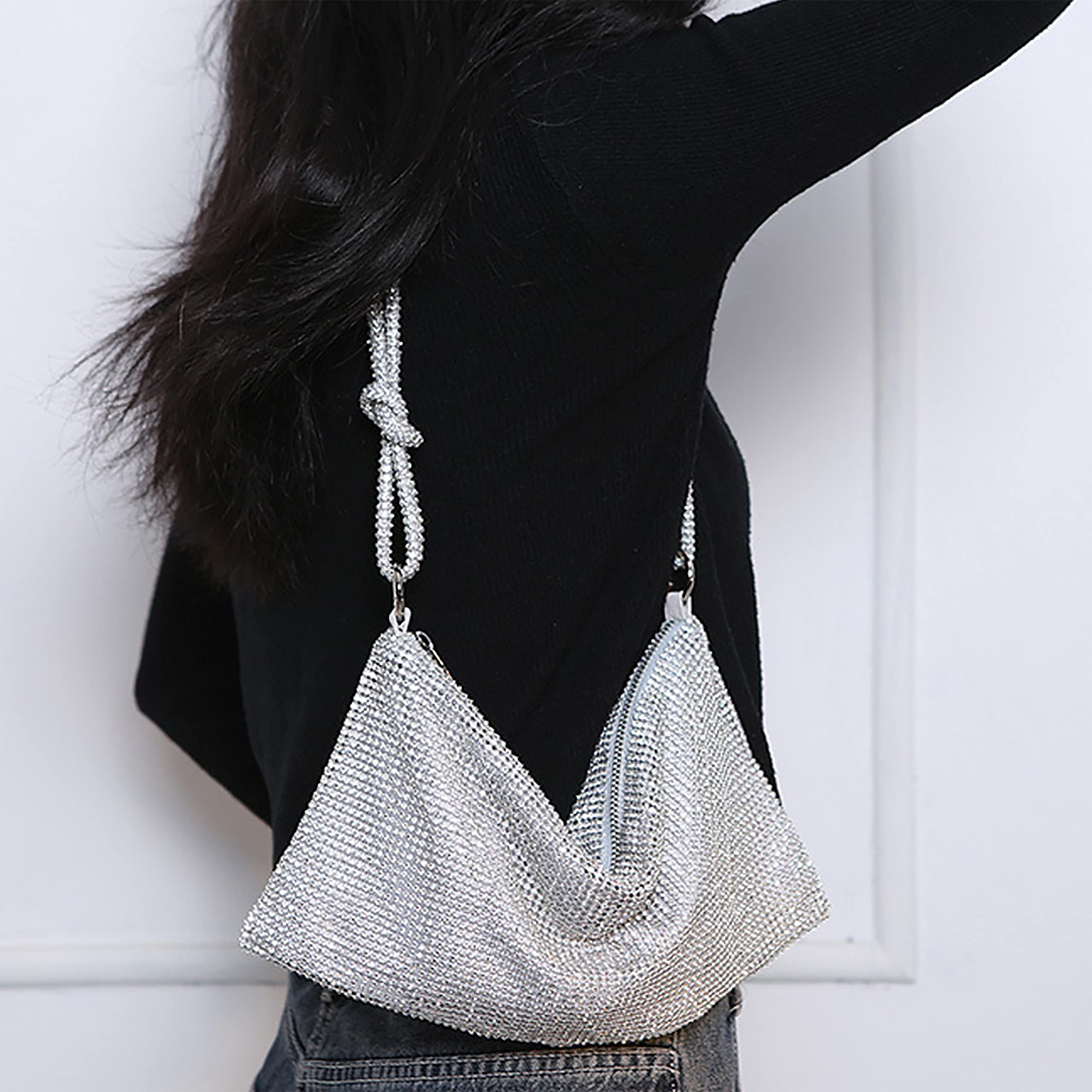 Sparkly Rhinestone Evening Clutch Purse for Women - Elegant Silver Party Handbag for Prom, Wedding & Special Occasions | Perfect for Night Out, Gala & Formal Events