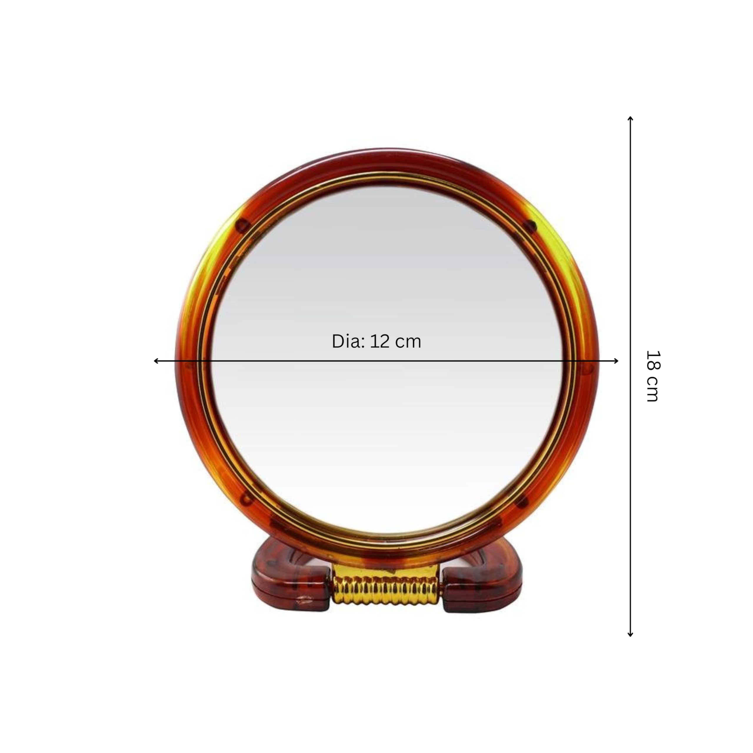 Round Cosmetic Mirror with Stand - Double-Sided Normal & Magnifying Beauty Mirror for Makeup, Ear Lobe Care & Accessories (Perfect for Vanity, Dressing Table, Travel & Professional Makeup Artists)