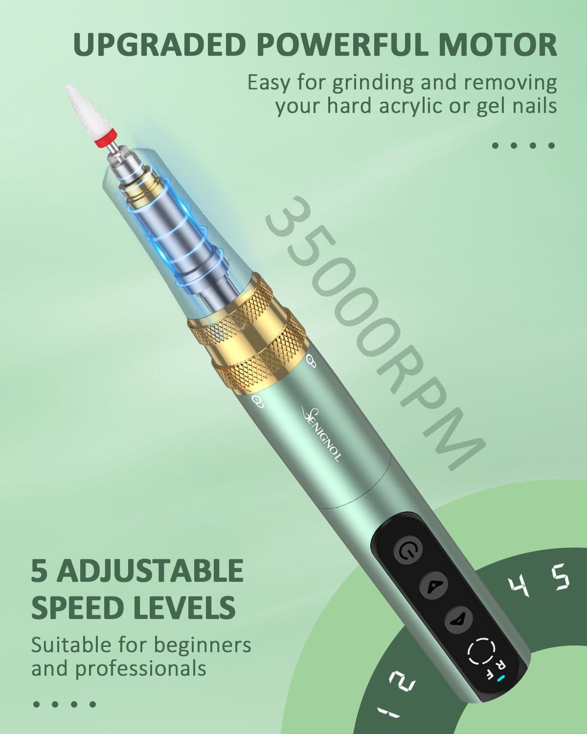 Professional 35000RPM Cordless Electric Nail Drill Kit - Rechargeable Manicure Pedicure Tool for Acrylic Gel Nails, Home Salon & DIY Nail Care | Perfect for Nail Art, Polish Removal & Nail Shaping
