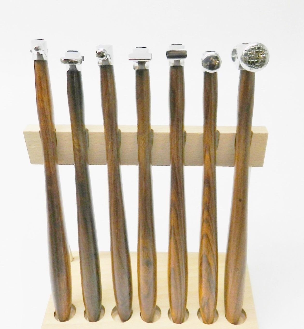 7 Piece Hammer Set with Wood Stand - Jewelry Making & Metal Forming Tools for Texturing, Shaping, and Crafting - Perfect for DIY Jewelry, Blacksmithing, and Metalworking Projects