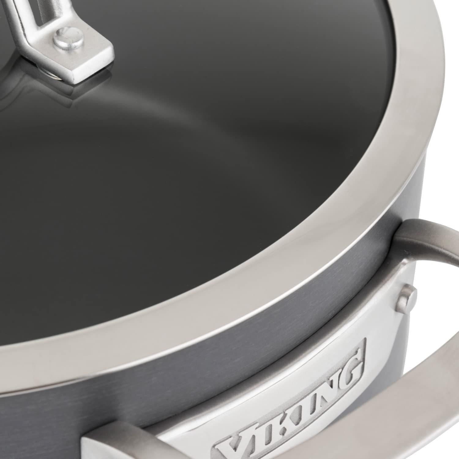 Viking 8 Quart Non Stick Stock Pot - Hard Anodized Nonstick Soup Cooking Pot with Glass Lid, Gray - Perfect for Soups, Stews, Pasta & Large Family Meals