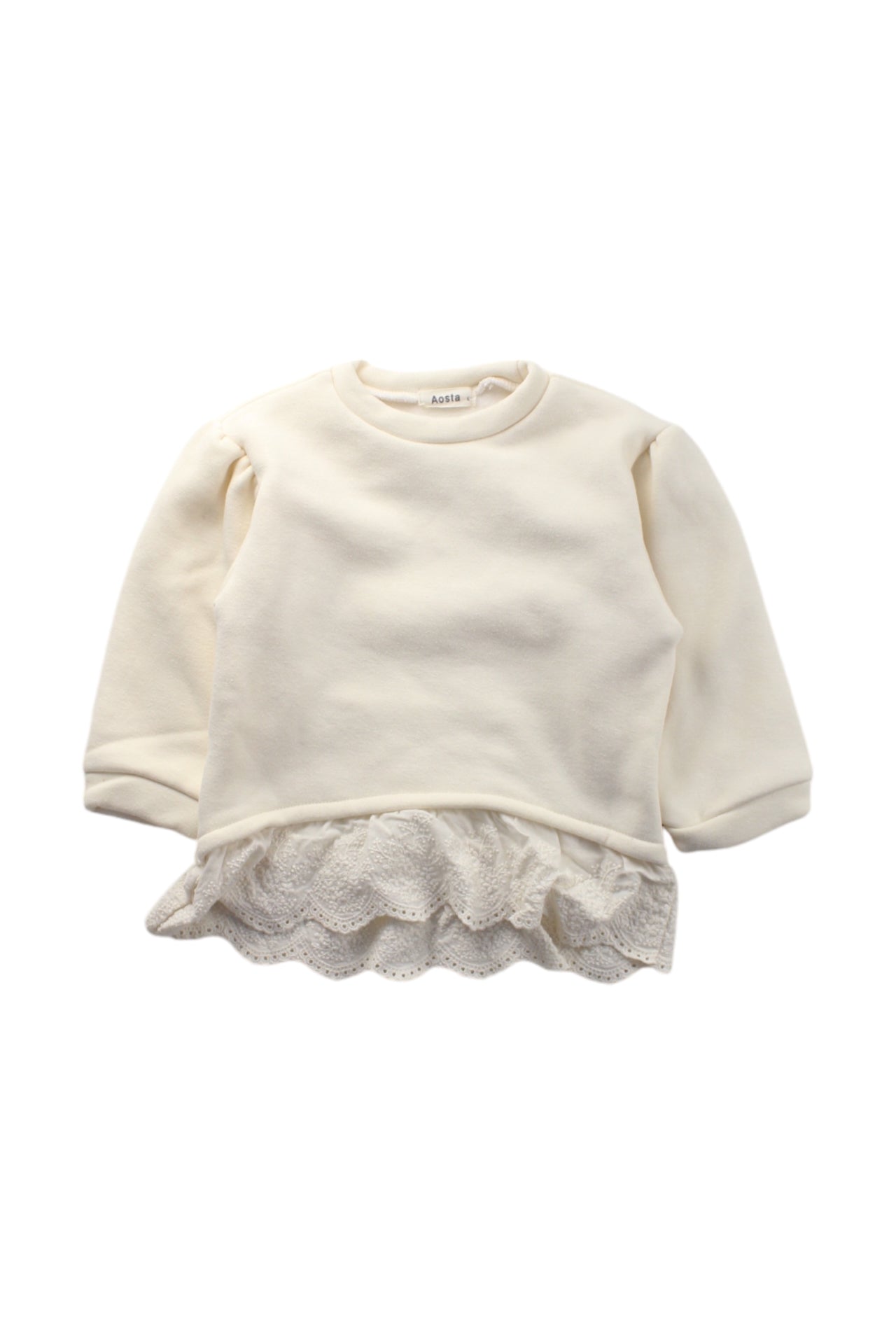 Aosta Long Sleeve Blouse with Delicate Lace Hem for Toddler Girls 3T - Perfect for Birthday Parties, Family Photos & Special Occasions