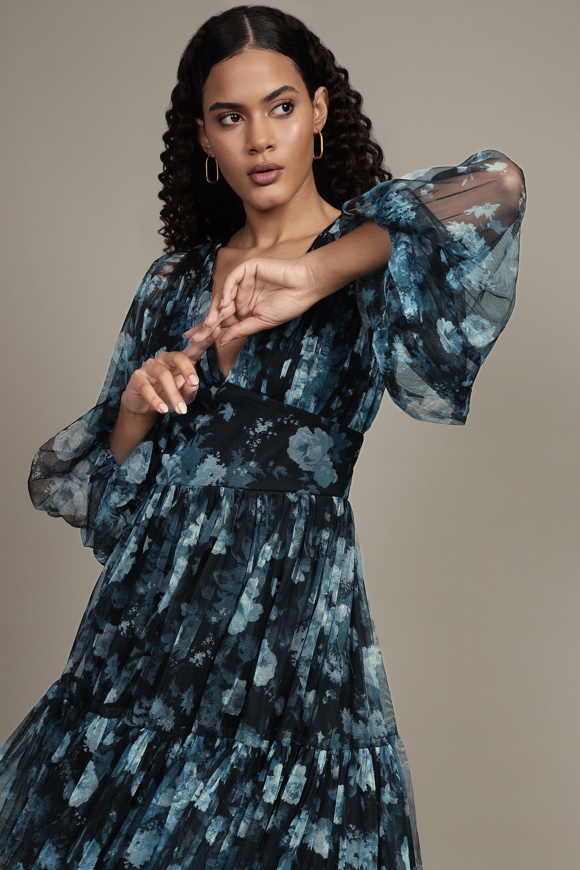 Rome Blue Floral Tulle Mini Dress - Elegant Party Dress for Women, Summer Wedding Guest Dress, Boho Chic Cocktail Dress, Perfect for Date Night & Special Occasions