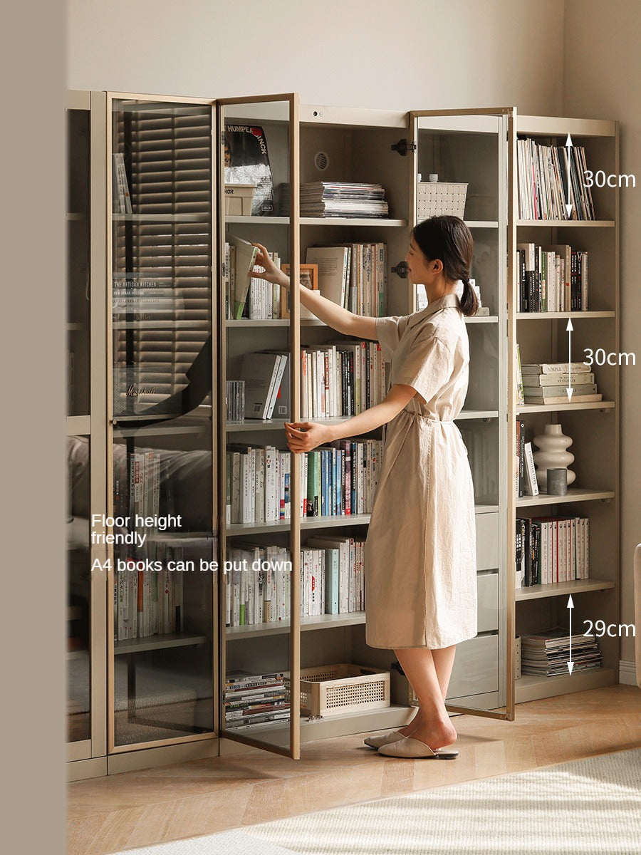 Premium Poplar Solid Wood Bookcase - Light Luxury Style for Home Office, Living Room & Library | Modern Wooden Bookshelf Organizer