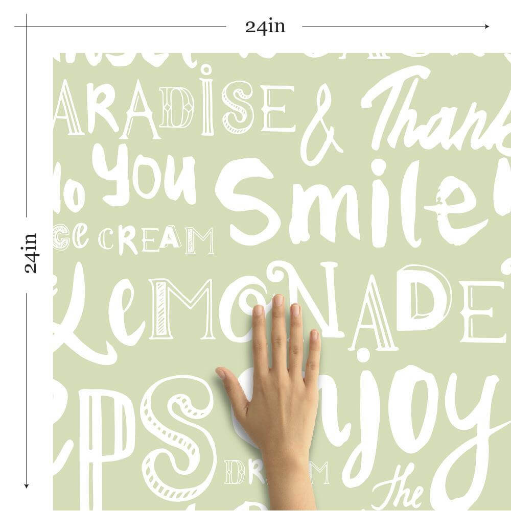 Green Handwriting Peel and Stick Removable Wallpaper for Teens - Self-Adhesive Decorative Wall Covering for Bedrooms, Dorm Rooms & Study Spaces