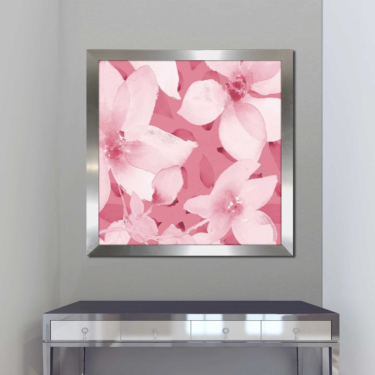 Blooming Pink Whispers I (Square) Acrylic Wall Art Print - Elegant Floral Decor for Living Room, Bedroom & Office