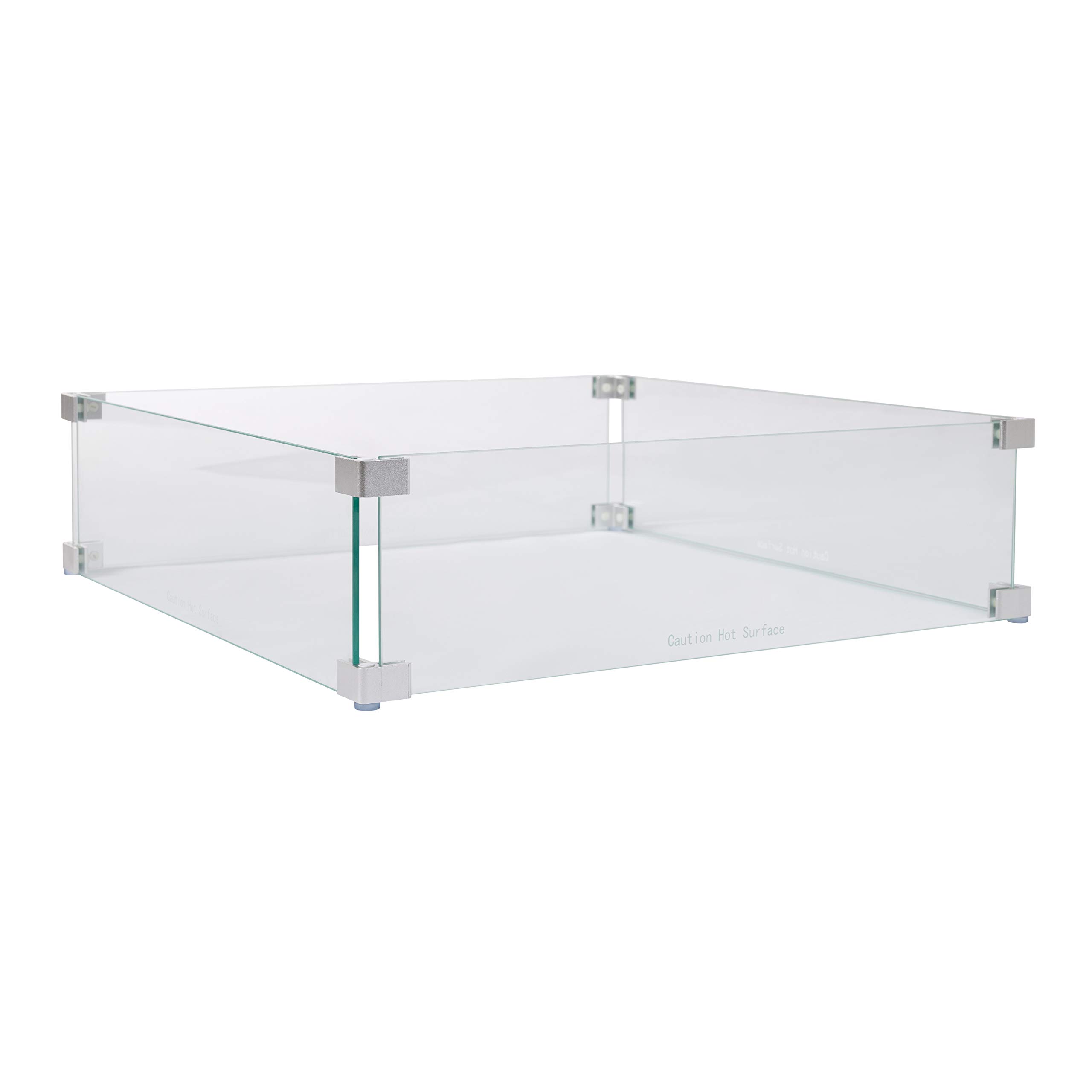 Fire Sense 63247 22.5 Inch Square Clear Tempered Glass Wind Guard for Propane Gas Fire Pits & Patio Heaters - Best Flame Viewing Experience - Perfect for Outdoor Gatherings, Backyard Patio, and Camping Nights