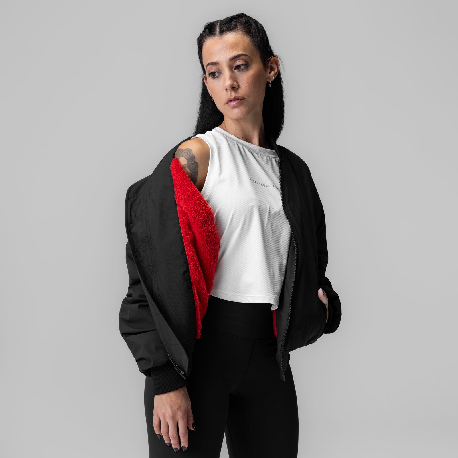 Women's Sherpa Lined Insulated Bomber Jacket - Winter Warm Fleece Coat, Water Resistant Windbreaker with Pockets, Black - Perfect for Outdoor Activities, Casual Wear & Cold Weather Fashion