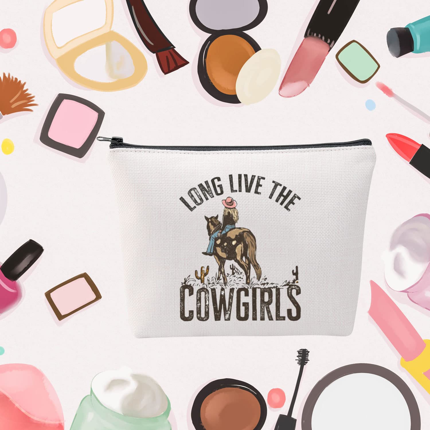 MNIGIU Western Cowgirl Cosmetic Bag - Wild West Party & Rodeo Gift, Country Music Lover Purse for Women - Perfect for Country Concerts, Rodeo Events & Western Themed Parties